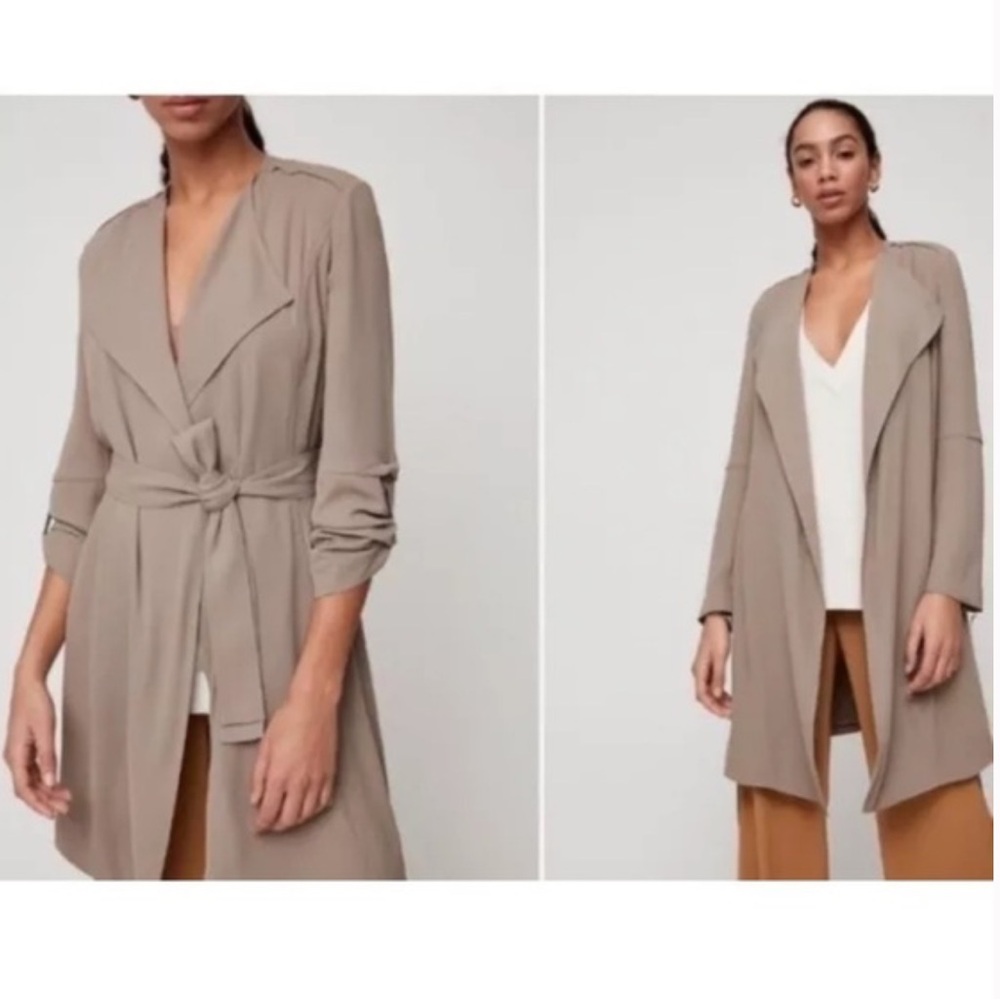 Aritzia Taupe Lightweight Drape Trench Coat